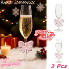 Copas de champán con lazo (2 unidades), copas de cristal de borosilicato para brindis: regalo romántico y decoración para el Día de San
