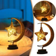 LED lampa s hviezdami a mesiacom Ramadán – ručne vyrobené železné 3D magické nočné svetlo, dekorácia do spálne, kompatibilné s témami