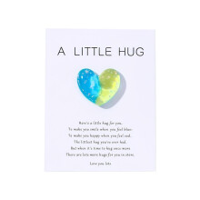 Pekkaxy Resin Pocket Hugs Love Heart Greeting Card (2.75x3.54 in), heartfelt gift for family, friends, mom — tabletop display for office, nursery,