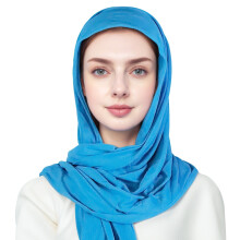 Lenço de cabeça feminino AWZXDE com aba e design fácil de vestir, cor sólida, ideal para uso diário, azul celeste.