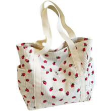 Lässige Cord-Tragetaschen in Erdbeerrot, Reise-Schultertaschen, Strandtaschen für Damen, ideal für Arbeit, Mittagessen, Einkaufen und Shopping.