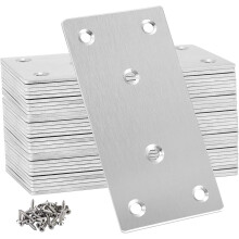 40 buc. 80 mm x 40 mm x 2 mm, plăci de reparare metalice din oțel inoxidabil, suport plat rezistent pentru lemn, rafturi, mobilier, dulap