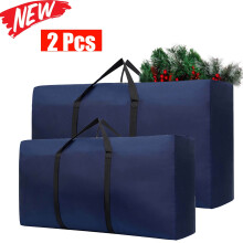 2pcs Christmas Tree Storage Bags (20+30") – Waterproof, Reinforced Handles & Zipper, Dark Blue