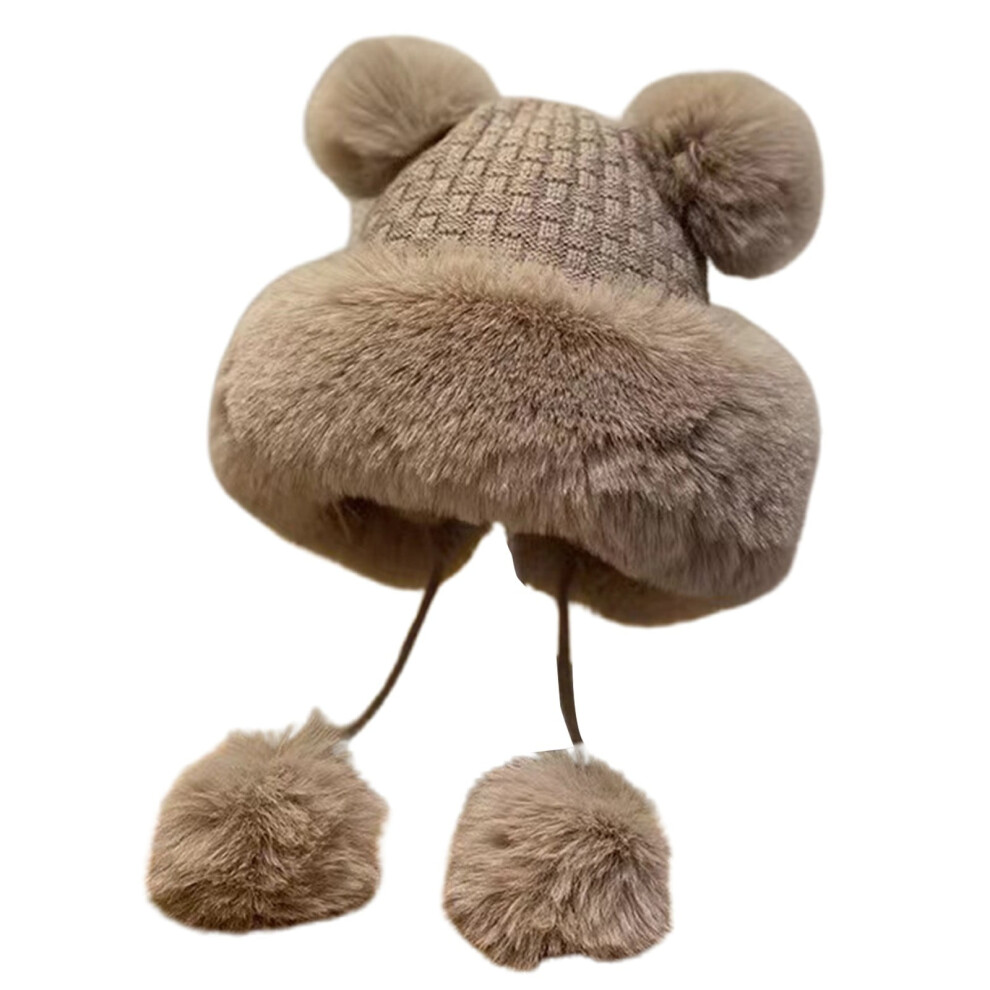 AWZXDE Women's Winter Knit Hat with Lined Ears for Cold Weather Outdoor and Warmth Coffee-image-OPC-PS8D2PM-NEW