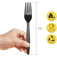 Disposable Forks, Plastic Forks, Pack of 100, Black, Disposable Utensils for Party Supply