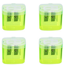 4 Pcs Pencil Sharpeners with Lid, 2025 New Dual Holes Compact Colored Handheld Pencil Sharpener, Compact Cute Sharpener for Home Office C