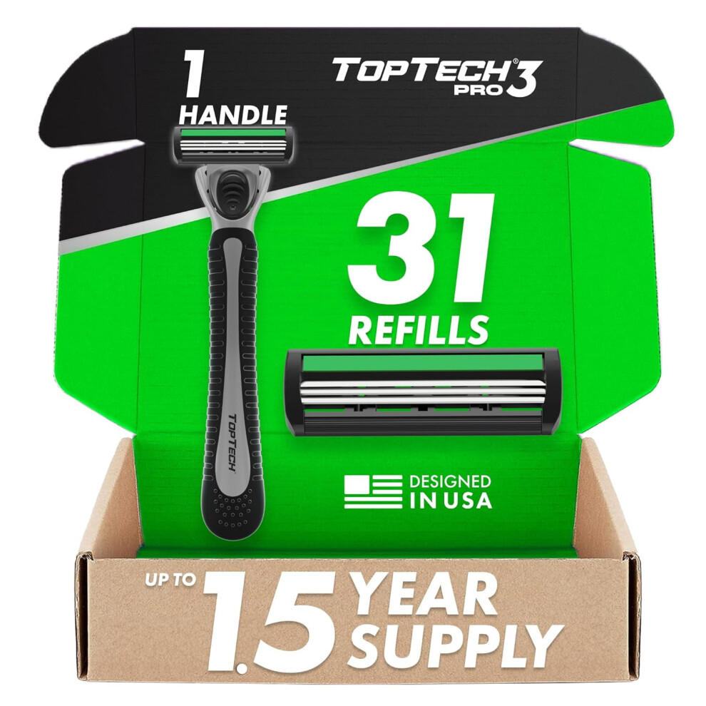 Men's Razor - Manual razor and replaceable blades - 23-blade pack (1 handle + 22 replaceable packs)