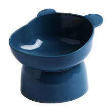 Blue Elevated Cat Food Bowl For Neck Support Large Capacity Pet Dish For Cats Or Small Dogs Non Slip Base Easy Clean 5.12 Inches Diameter
