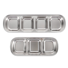 Stainless Steel Cat Feeding Tray with Divided Bowls for Small Pets, Non- Pet Food Dish 10.63 x 3.31 x 0.91 inches