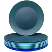 Reusable 10" Plastic Plates (12 pcs), BPA-Free, Microwave & Dishwasher Safe, Unbreakable Party Plates for BBQ, Travel, Events — Compatible with