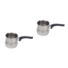 2St Zilveren Melkkan Rvs Met Ergonomisch Handvat, Voor Koffie En Latte