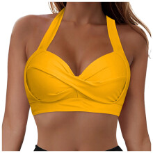 Damen Neckholder-Bikini-Oberteil, Push-up-Badeanzug-Oberteil, Retro-Badeanzug-Oberteil mit Twist-Vorderseite, nur Oberteil