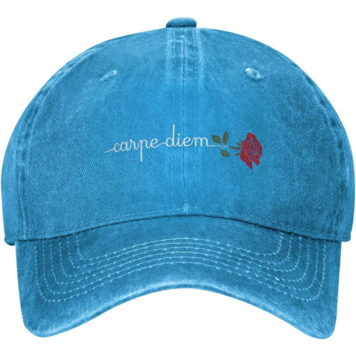 Καπέλο μπέιζμπολ Rose Carpe Diem από πλυμένο τζιν με φθαρμένες ραφές –