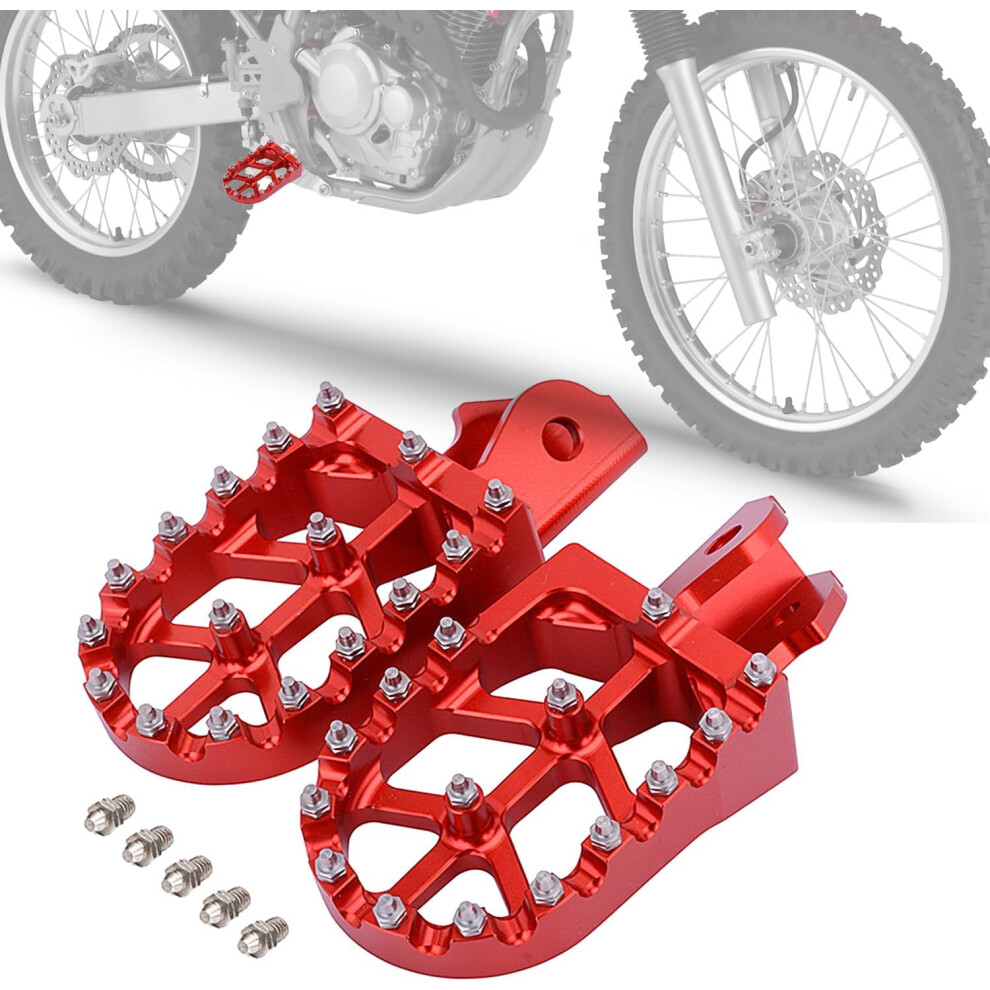 Iuvwisn Dirt Bike Foot Pegs,Motorcycle Footpegs Wider Foot Rest Pedal Cnc For Crf250f 19-23 Xr150l 15-23 Hawk 250 Crf150f Crf230f 03-19 Red 9353595599949