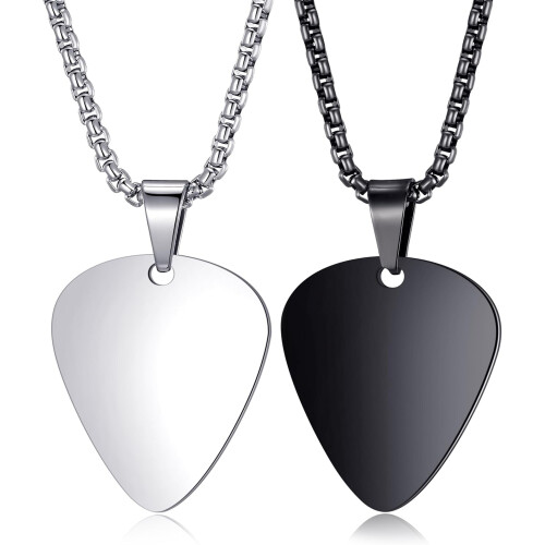 Collier pendentif médiator en acier inoxydable