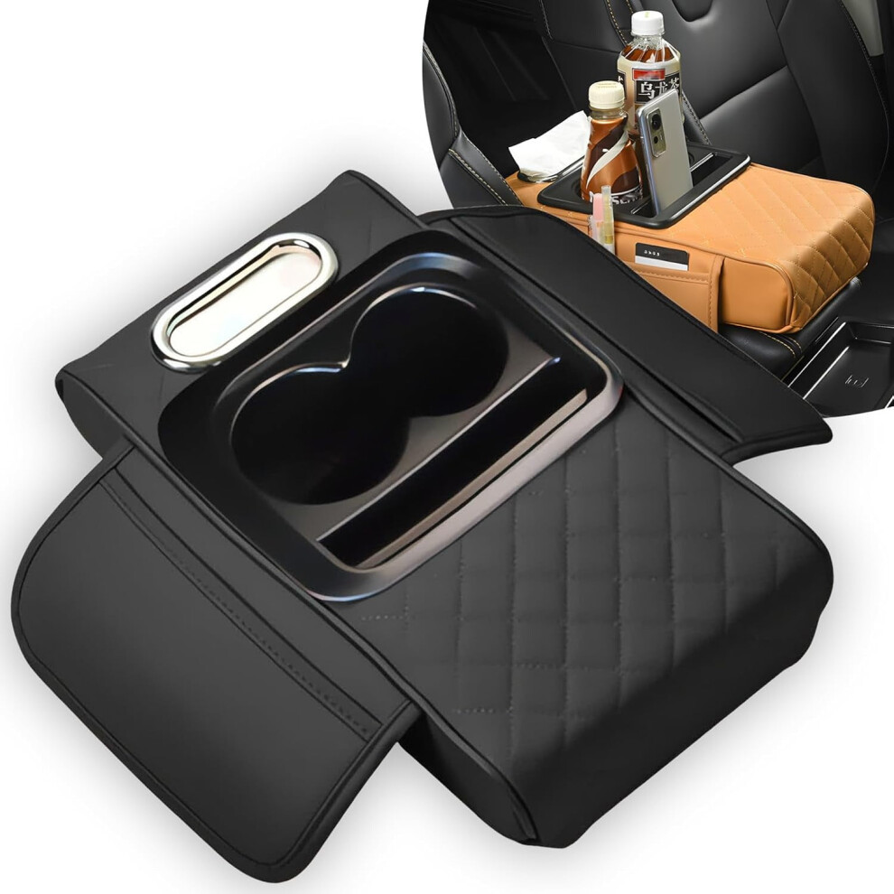 2026 New Pu Leather 5-In-1 Car Armrest Cushion & Center Console Organizer For Sedans Â Compatible With Most Vehicles 9353595599826