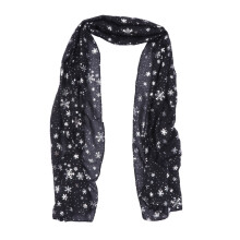 Kerstsjaal met sneeuwvlokkenmotief voor dames, polyester, 180x70 cm