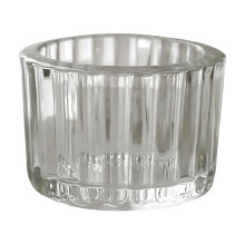 B Single Thickened Striped Glass Tea Light Holder For Creating Soft Candlelight Atmosphere During Dinners
