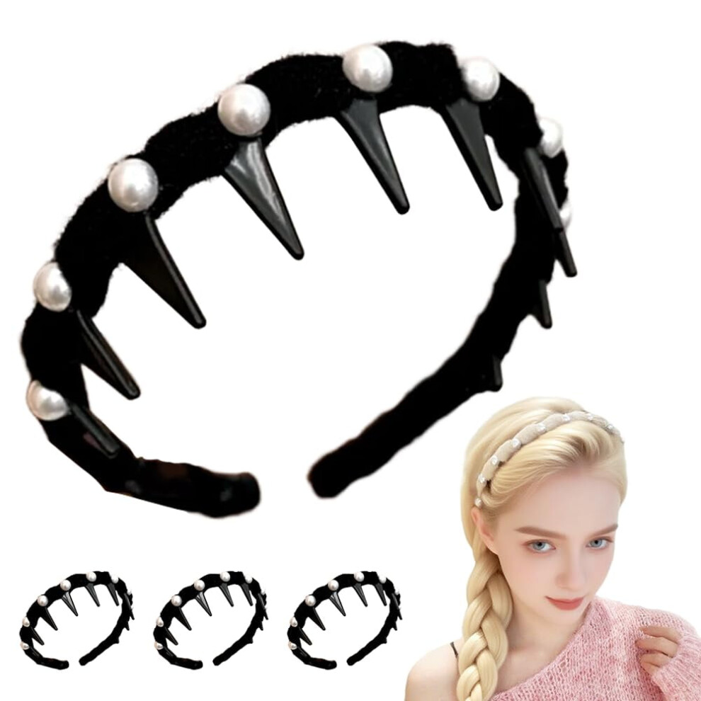 U-Shaped Tooth Hair Comb Headband with Pearls