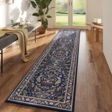 Washable Floral Runner Rug 2'x10', Non-Slip Kitchen & Entryway Carpet – Blue