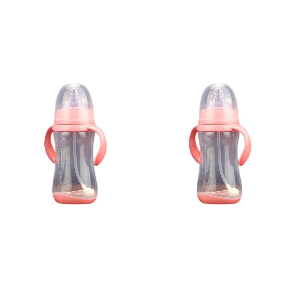Children'S Sippy Cup 300Ml Wide Caliber Pp Baby Bottle with Handle Anti Drop Anti Flatulence Plastic Baby Bottle