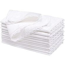 Reusable White Christmas Cloth Napkins Set of 12, 20x20", Cotton-Flax with Lace, Washable for Parties, Thanksgiving, Cocktail – Compatible with Home