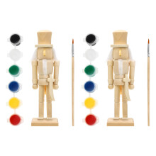 2Ensemble Figurines Bois Naturel, Kit Peinture Festive
