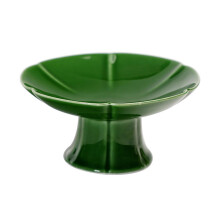 Fruit Bowl Ceramic Dessert Stand Footed Serving Platter Tableware Porcelain Cake Deep Green