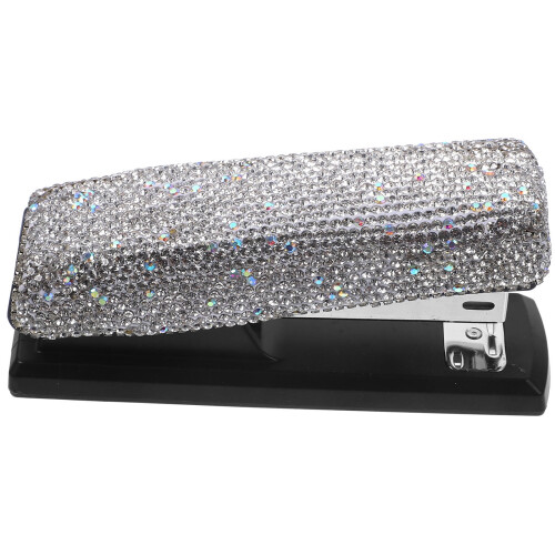 1Set Metal Desk Stapler Rhinestone Design Sturdy and Convenient for Multi Use