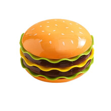 Ceramic Hamburger Plates & Bowls Set, 7-Pc Stackable Novelty Dinnerware for BBQ, Kids & Adults (1 set)