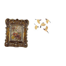 Hand-Carved Floral Wooden Bird Photo Frame – Tabletop or Wall Mounted, Antique Wall Art, Home/Office Decor, Wedding Gift, Compatible with 4x6 Photos