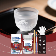 Glass Etching Kit with Frosted Effect, DIY Glass Engraving Set for Cups & Glassware, Portable Artistic Design Tool, Funny Gifts