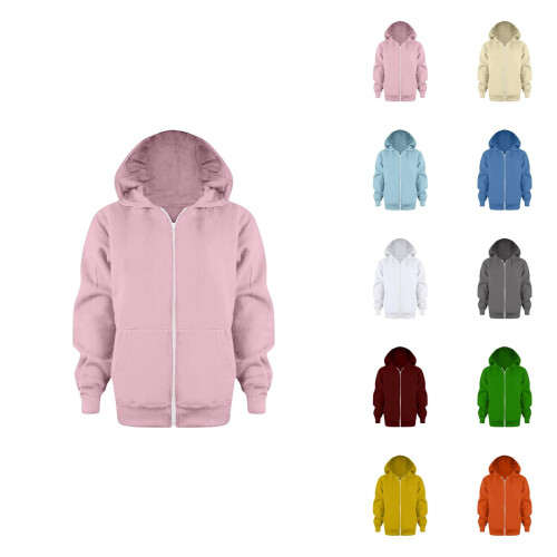 Sweat à capuche zippé uni pour enfants