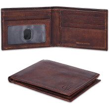 Men's Slim Leather Wallet with RFID Blocking and ID Window
