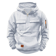 Sweat-shirt à capuche en polaire délavée pour homme – Chaud et décontracté
