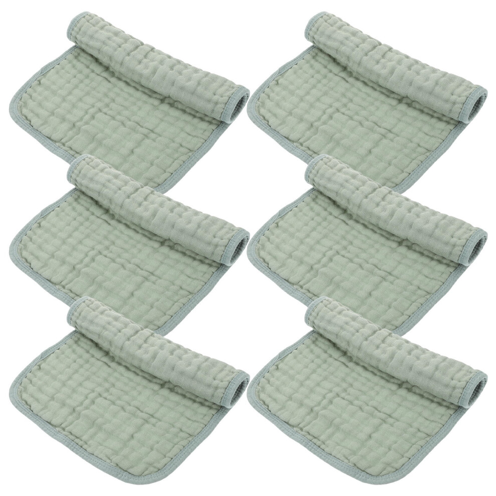 6Pcs Babies Muslin Washcloths Cotton Dark Towel For Daily Care Green
