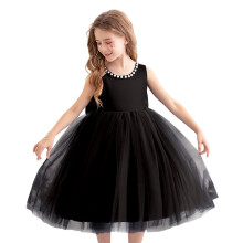 AWZXDE Girls' Princess Mesh Puff Dress – Black, for Weddings, Pageants, Piano Performances & Everyday Wear – Compatible with Kids