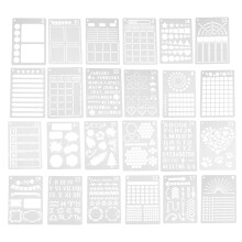 24pcs Journal and Scrapbooking Stencils Set, Painting and Drawing Templates for Crafting