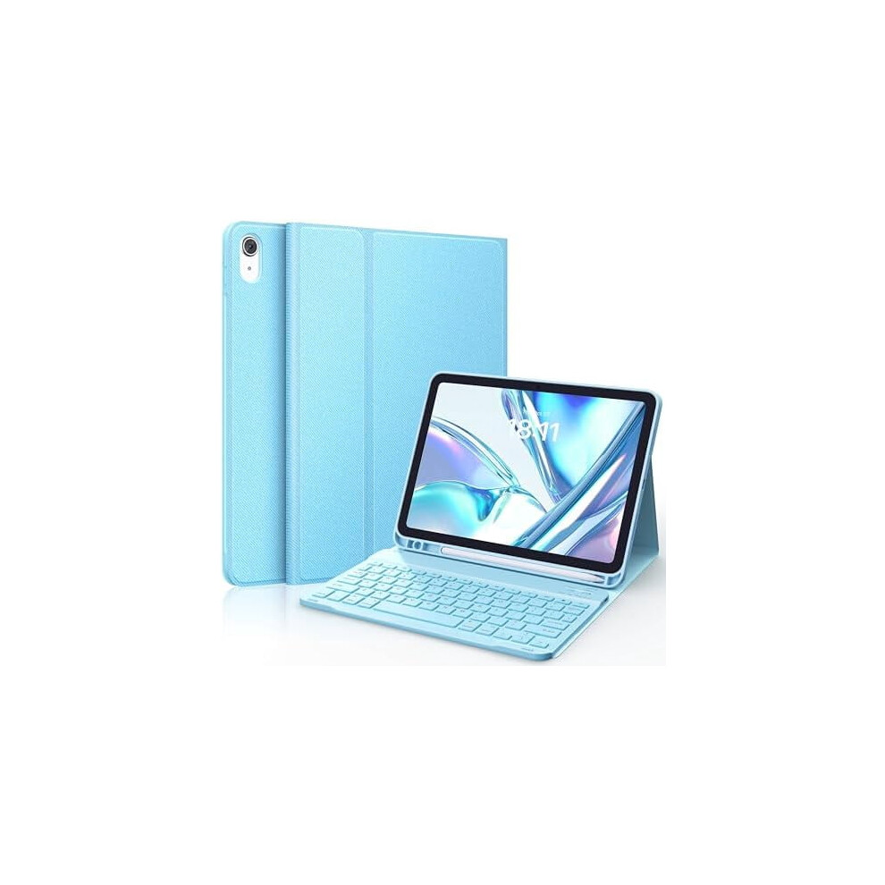 Light Keyboard Case For Ipad (A16) 11Th/10Th Gen (2025/2022), Detachable Wireless Keyboard, Stand Folio With Pencil Holder, Compatible With Ipad Blue 9496895196835