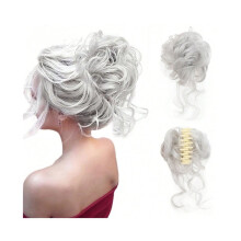Synthetic Curly Wavy Hair Bun Messy Curly Chignon Claw Clip in Ponytail Hair Extension