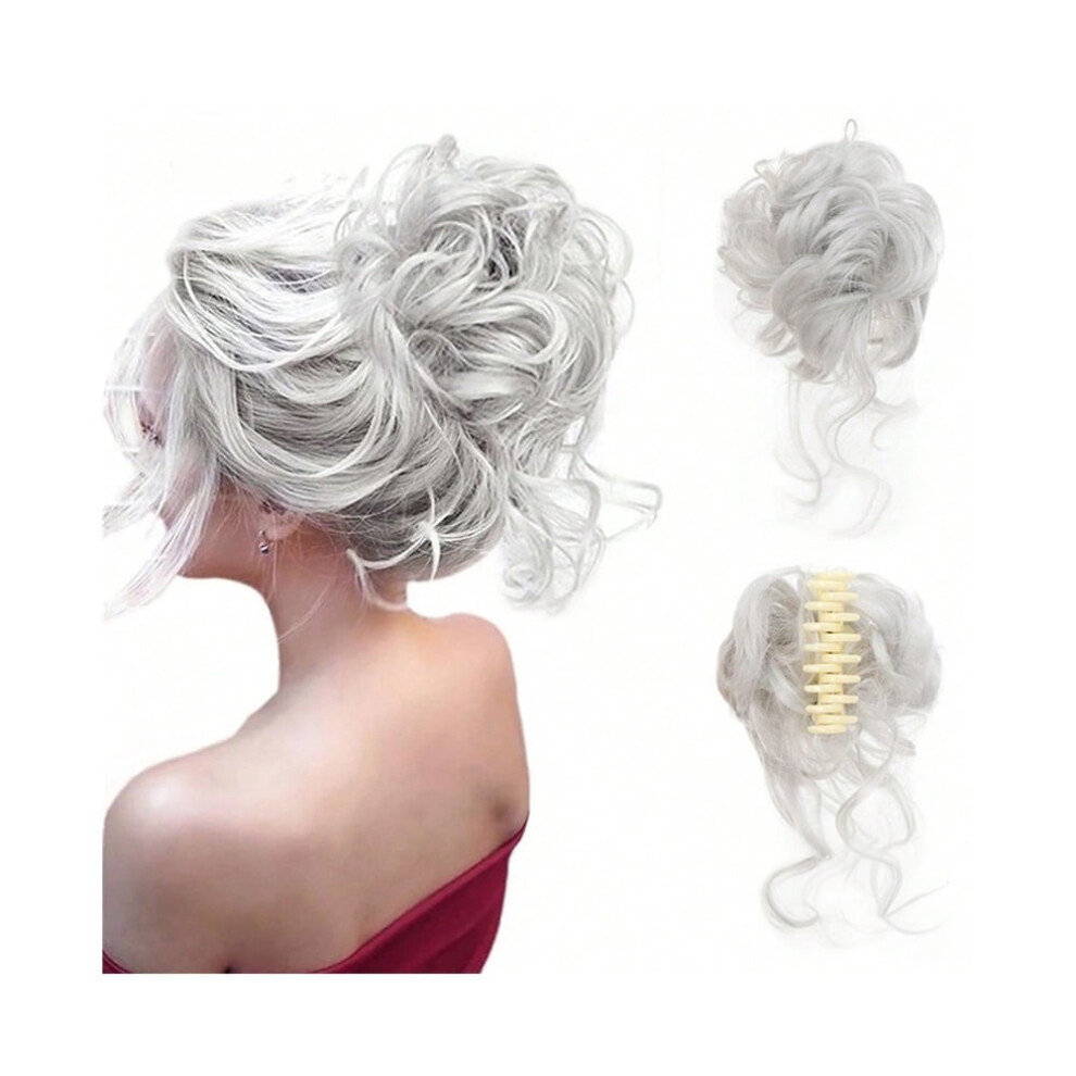 Unisex Synthetic Curly Wavy Hair Bun Messy Curly Chignon Claw Clip In Ponytail Hair Extension