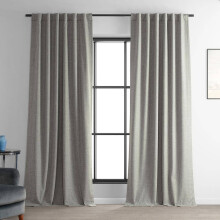 Dark Greige Beige Performance Linen 50 in. W x 96 in. L Rod Pocket Hotel Blackout Curtain (Single Panel)