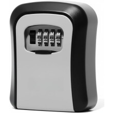 Pekkaxy 4-Digit Combination Key Lock Box, Waterproof Wall Mount Key Safe Box for Home, Office and Outdoor Key Storage, Black/Gray