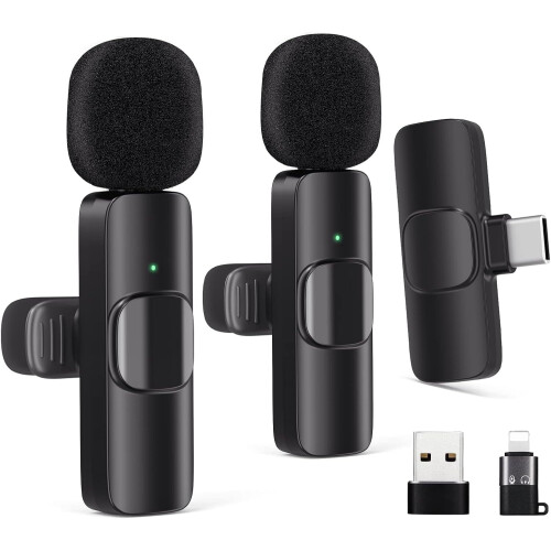 Lavalier Mic for Android/Computer/Laptop, Noise Reduction Chip, Mini Mic for Podcast/YouTube Recording (2 Pack)