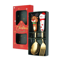 Christmas Forks & Spoons Set, 2/4-Pc Stainless Steel Cutlery with Dessert Spoons & Fruit Forks, Gift Box – for Holiday Meals