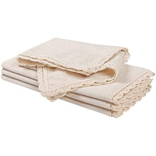 Reusable 20x20" Cotton-Flax Cloth Napkins Set of 4 with Lace – Washable, for Parties, Weddings, Thanksgiving, Compatible with Home & Event Decor