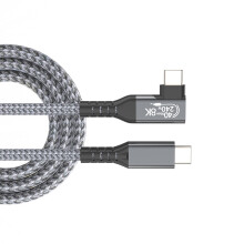 Cabo extensor USB-C em ângulo reto, com suporte para transferência de dados de 40 Gbps, saída de vídeo 8K a 60 Hz e carregamento rápido de 240 W.