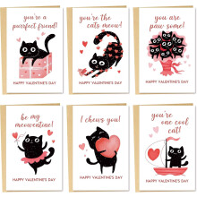 24-Pack Funny Black Cat Valentine's Day Cards for Kids, 4x6", with Envelopes & Stickers – Compatible with Classroom Exchange