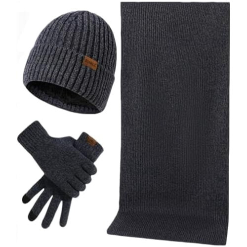 Conjunto masculino de gorro, cachecol e luvas com tela sensível ao toque
