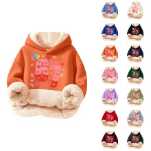 Moletom infantil com capuz, estampa multicolorida, sem bolsos, ideal para brincar.